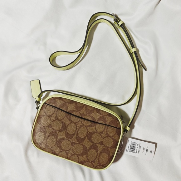 New Coach Mini Jamie Camera Bag In Signature Canvas Khaki/Pale Lime C9926 $278 - Picture 2 of 5